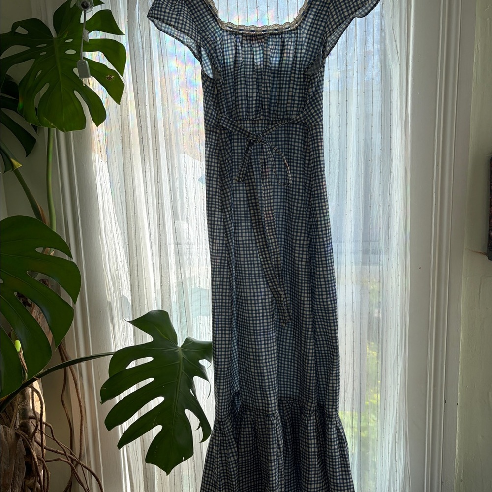 RIXO Navy and White Checkered Midi Dress - Picture 2 of 5